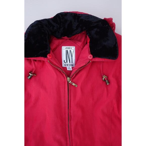 Vintage JNY Jones New York Jacket Women's S Red Removable Hood Full Zip 90s - Picture 5 of 15